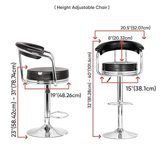 Classic Height Adjustable and Revolving Bar Stool/Kitchen Chair